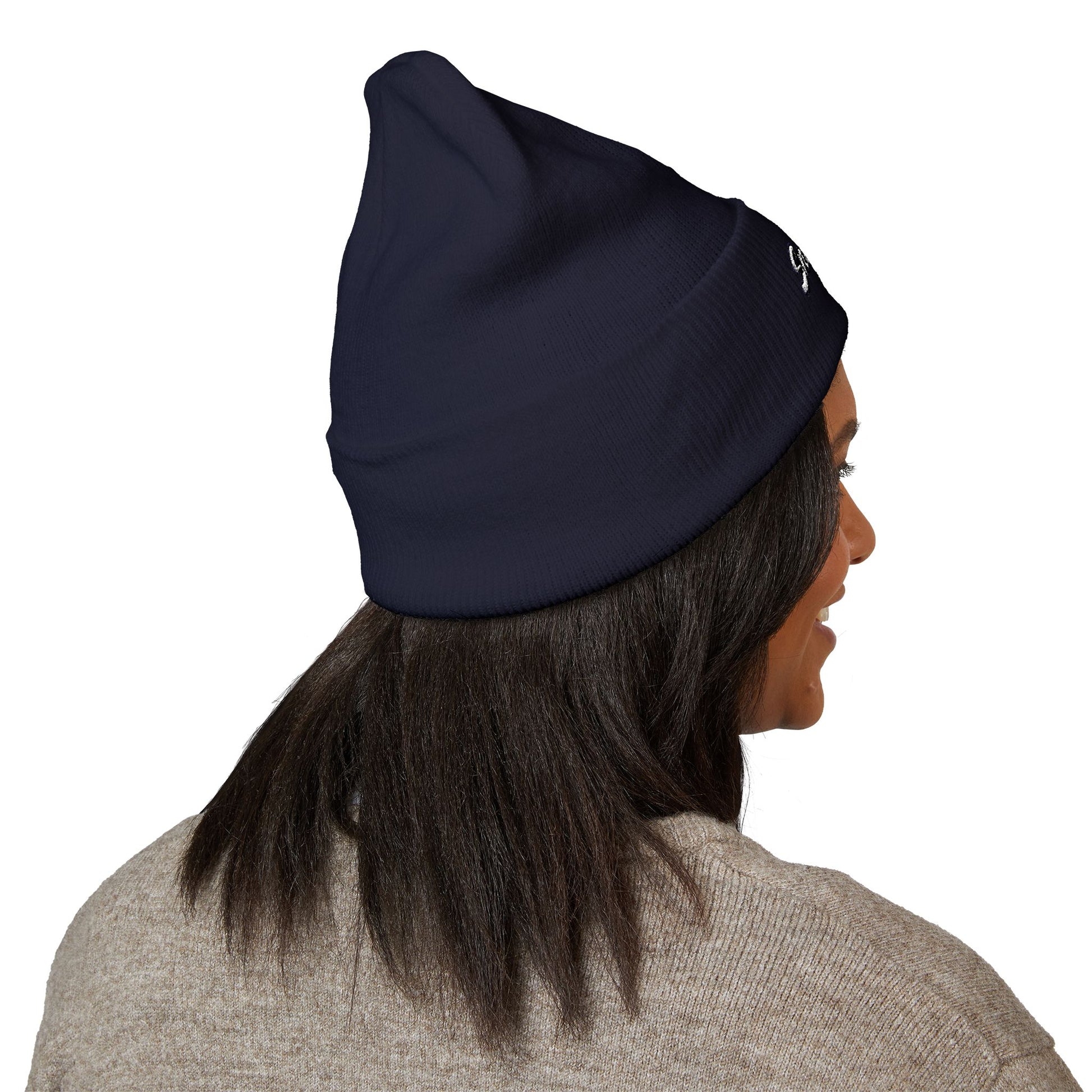 Classic Cuffed Beanie with Custom Embroidery, Trendy Knit Cap